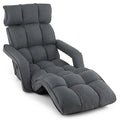6-Position Adjustable Floor Sofa Bed, Folding Lazy Sofa Chaise Lounger Recliner with Armrests & Footrests for Living Room, Bedroom & Gaming